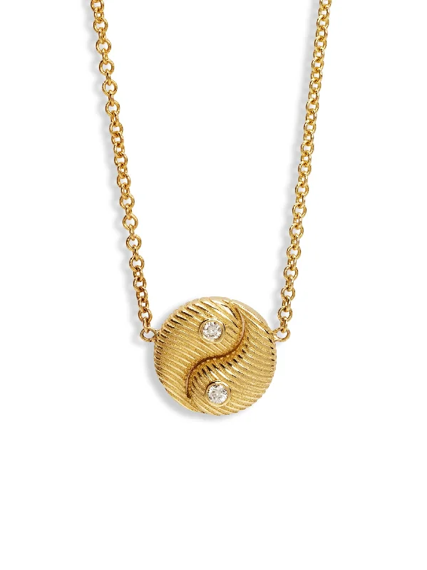 Minimalist necklaces and pendants with sleek, modern designs for everyday wear -Mini All Gold Yin Yang Diamond Pendant Yellow Gold Necklace