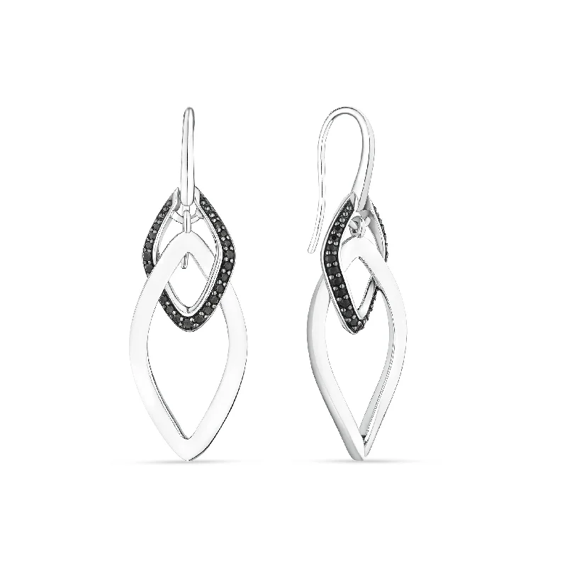 Knotted Drop Earrings for Intricate-Nova Drop Earrings with Black Spinel