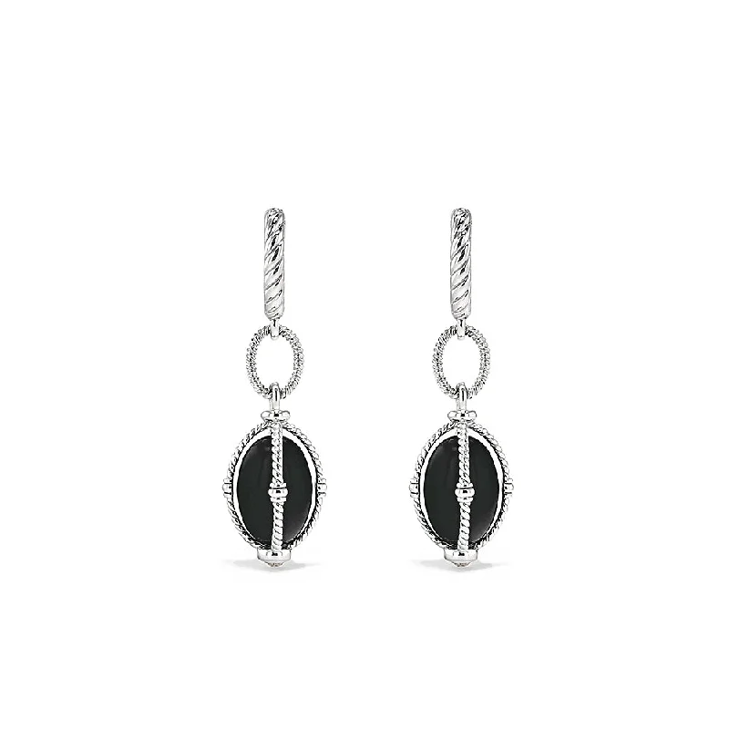 Structured Drop Earrings for Orderly-Ocean Reef Drop Earrings With Black Onyx