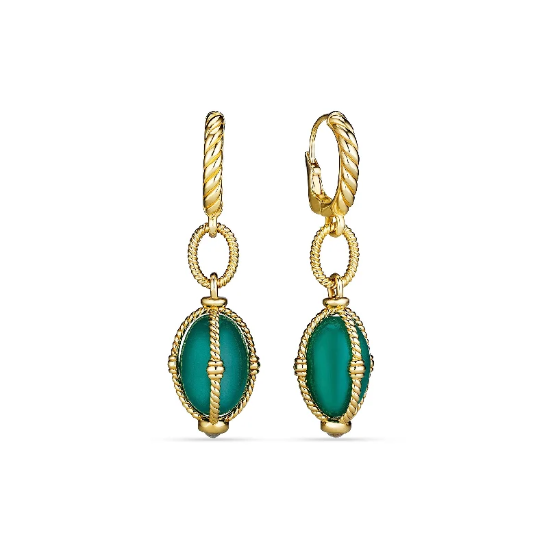 Cluster Drop Earrings for Dazzling-Ocean Reef Drop Earrings with Green Chalcedony in 18K Gold Vermeil