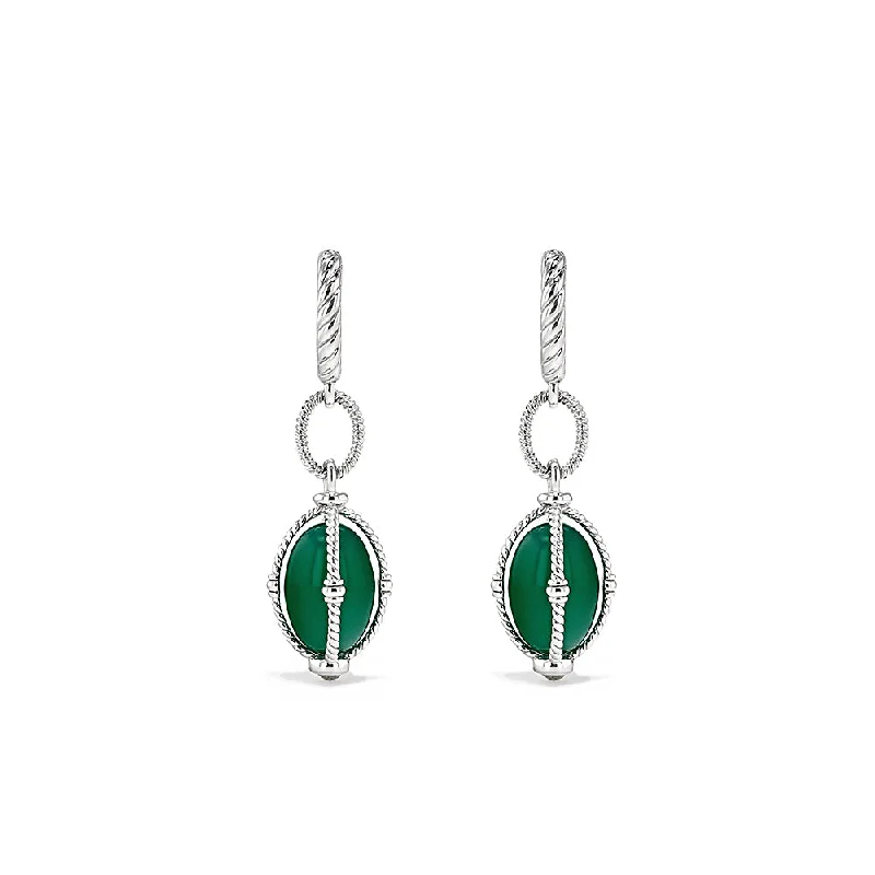 Romantic Drop Earrings for Loving-Ocean Reef Drop Earrings With Green Chalcedony