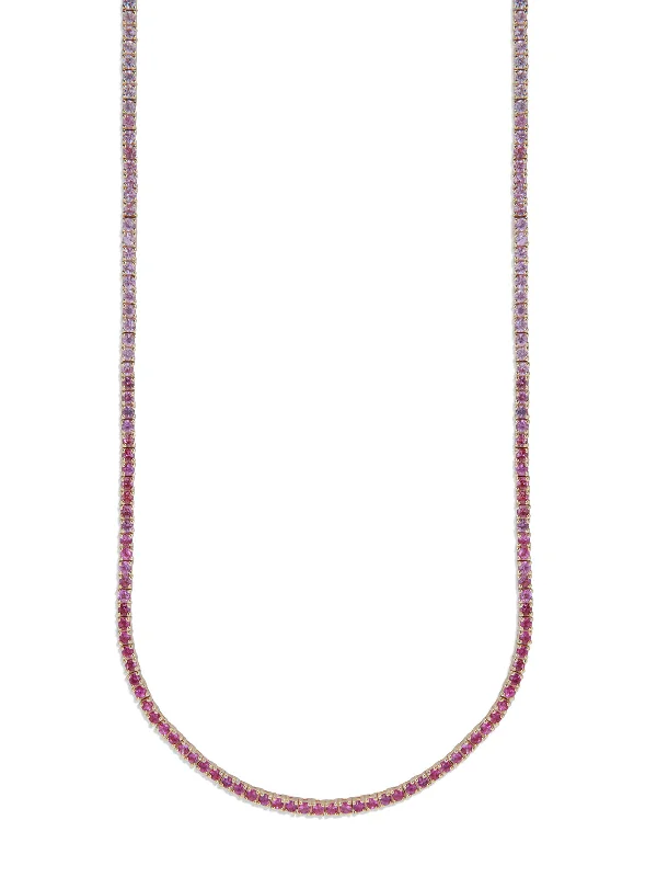 Infinity necklaces and pendants with elegant, meaningful designs for a symbolic accessory -Ombre Pink Sapphire Yellow Gold Tennis Necklace