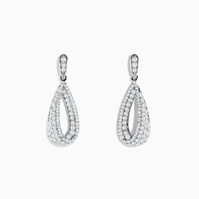 Heavy-Duty Drop Earrings for Durable-Pave Classica 14K White Gold Diamond Drop Earrings