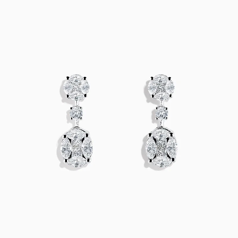 Bohemian Drop Earrings for Free-Spirited-Pave Classica 18K White Gold Diamond Drop Earrings