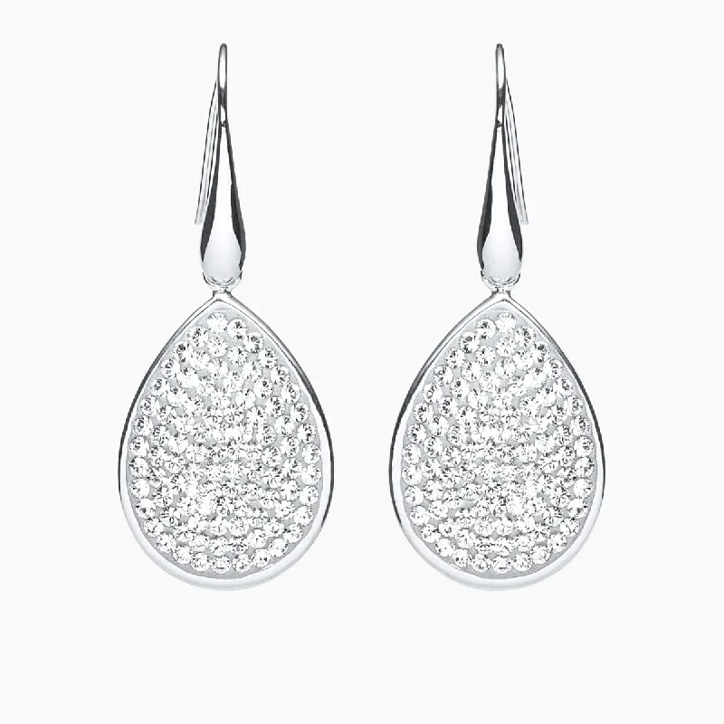 Statement Drop Earrings for Eye-Catching-Pave Swarovski Crystal Teardrop Earrings (Silver)