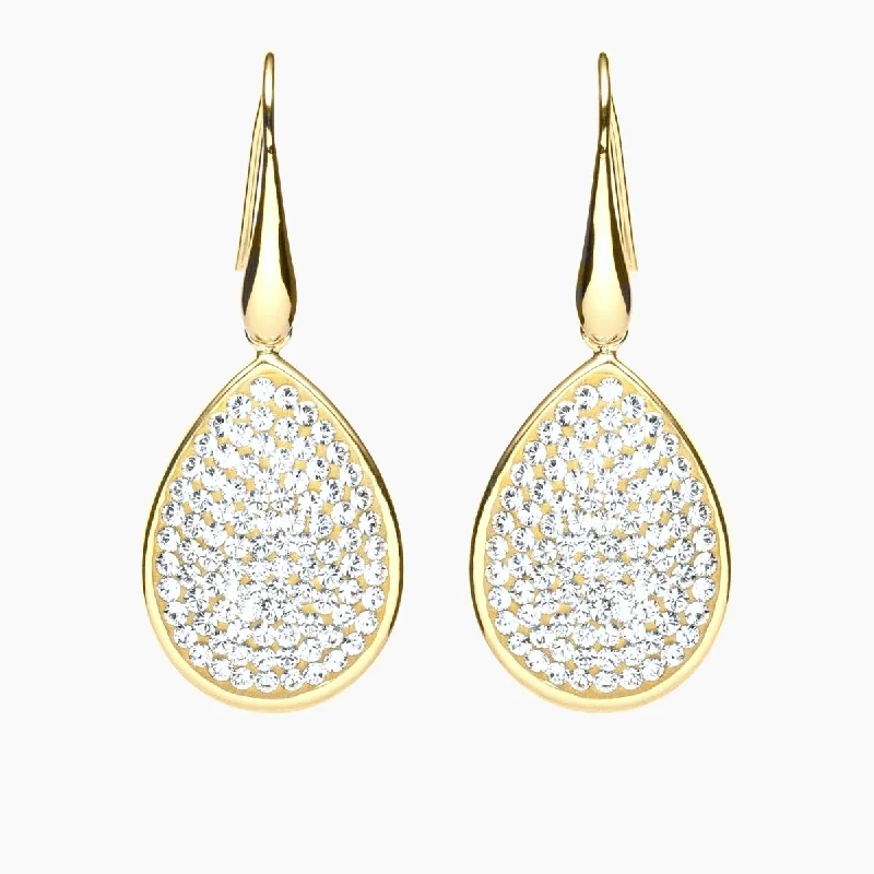 Delicate Drop Earrings for Feminine-Pave Swarovski Crystal Teardrop Earrings