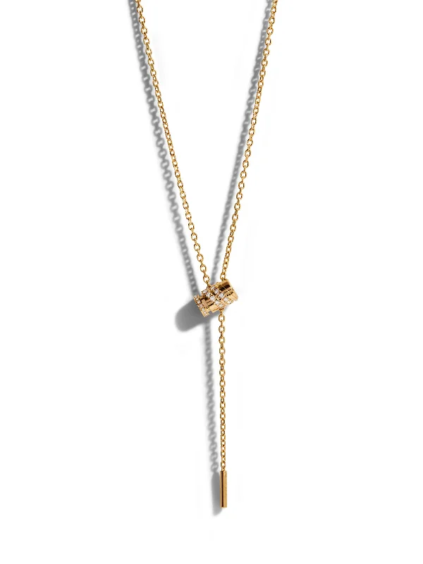 Layered charm necklaces with pendants for a trendy and fashionable style -Pavéd Mini Latch Yellow Gold Necklace