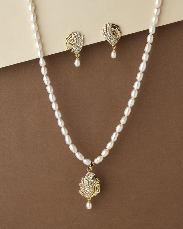 Monogrammed necklaces and pendants with custom initials for a personalized touch -Elegant Pearl Necklace Set