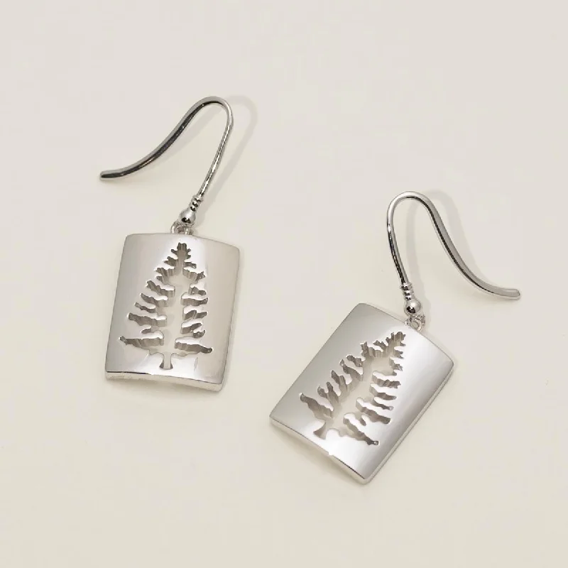 Fashionable Drop Earrings for Style-Pine Tree Cutout Drop Earrings in Sterling Silver