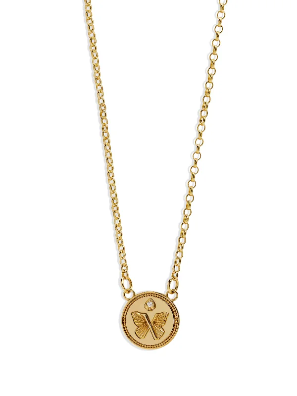 Silver pendant necklaces with intricate patterns for a detailed and artistic look -Reverie Yellow Gold Stationary Necklace