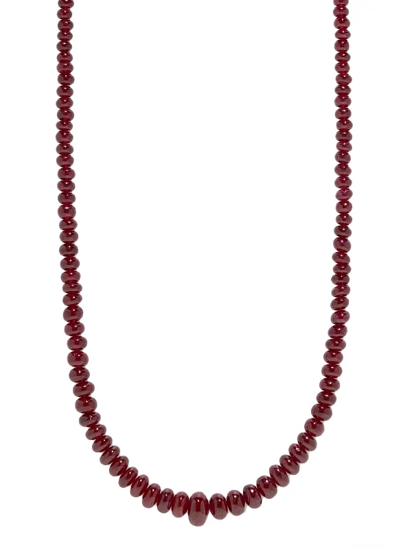 Chain necklaces and pendants with adjustable lengths for a customizable fit -Rich Ruby Beaded Yellow Gold Necklace