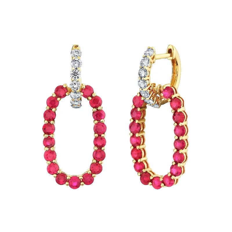 Fashion Drop Earrings for Trendy-Ruby Oval Drop Earrings