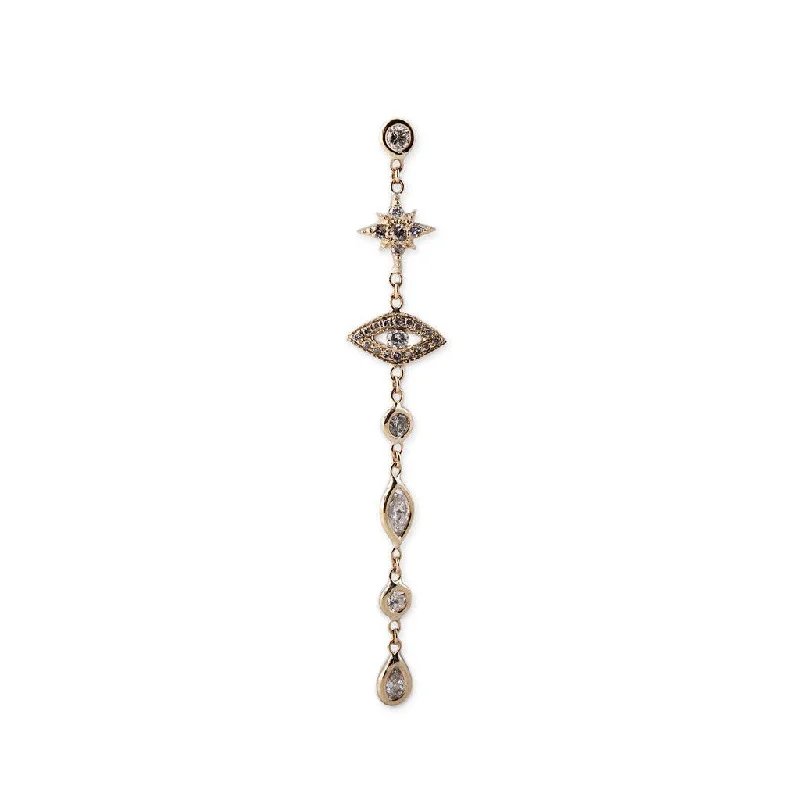 Medium Drop Earrings for Versatile-Shining Star + Eye 5 Diamond Drop Earrings