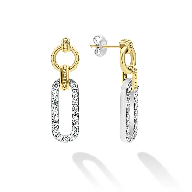 Formal Drop Earrings for Special-Signature Caviar Two-Tone Link Diamond Drop Earrings