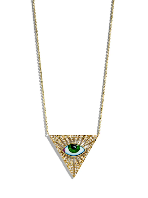 Pearl necklaces and pendants with elegant designs for a refined and timeless look -Isida Petit Vert Diamond Triangle Evil Eye Yellow Gold Necklace