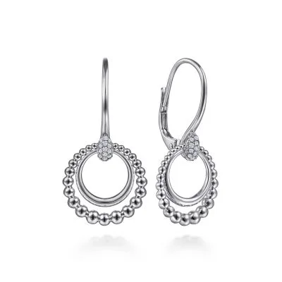 Free-Spirited Drop Earrings for Bohemian-Sterling Silver Bujukan White Sapphire Drop Earrings