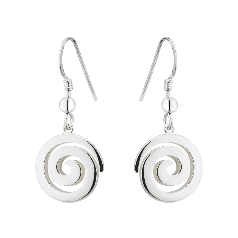 Simple Drop Earrings for Subtle-Silver Spiral Drop Earrings