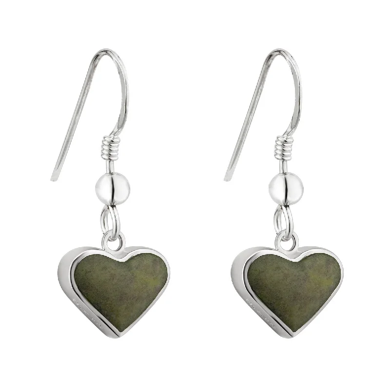 Classic Drop Earrings for Timeless-Silver Heart Marble Drop Earrings