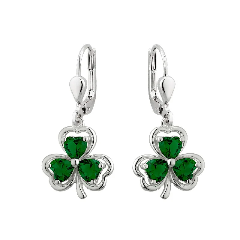 Sapphire Drop Earrings for Sophisticated-Green Crystal Shamrock Drop Earrings