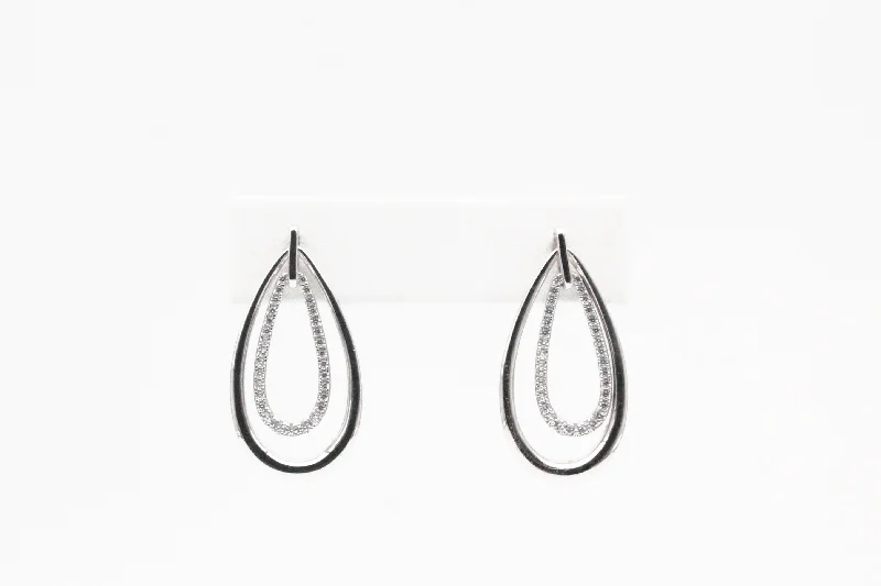 Jade Drop Earrings for Natural-Sterling Silver Teardrop Earrings with Cubic Zirconia