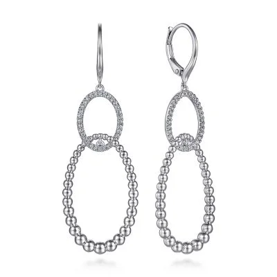 Trendy Drop Earrings for Fashion-Sterling Silver White Sapphire Bujukan Drop Earrings