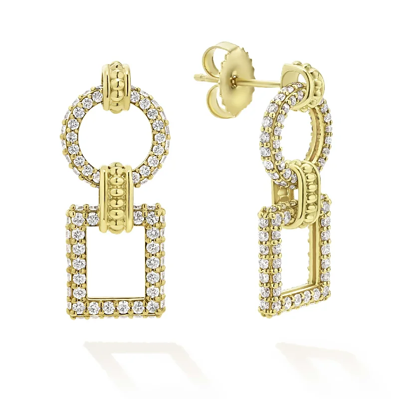 Colorful Drop Earrings for Vivid-Studio 18K Gold & Diamond Circle Square Drop Earrings