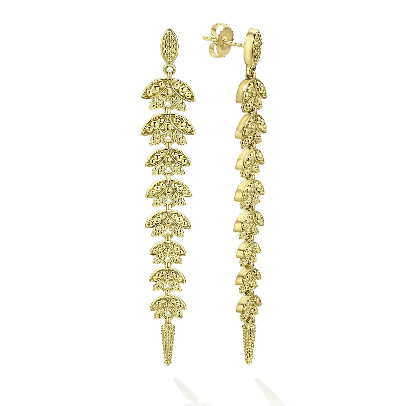 Sapphire Drop Earrings for Sophisticated-Studio 18K Gold Leaf Drop Earrings