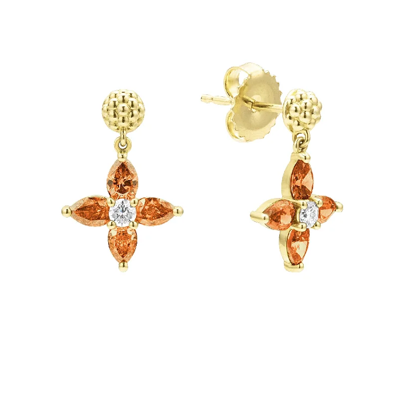 Sophisticated Drop Earrings for Elegant-Studio 18K Gold & Orange Diamond Drop Earrings