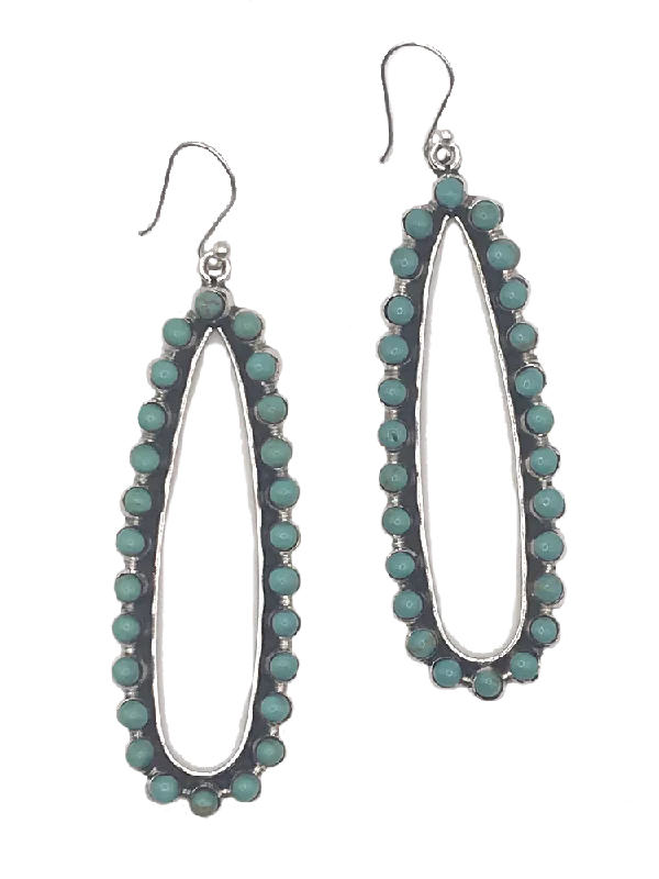 Twisted Drop Earrings for Stylish-Stylish Long Oval Sterling + Turquoise Drop Earrings