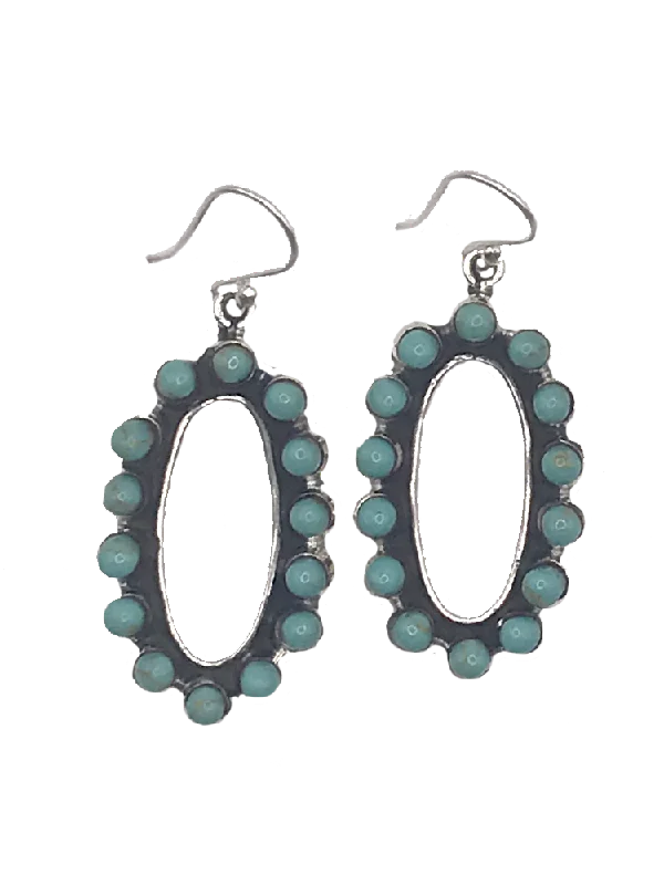 Padded Drop Earrings for Ear-Stylish Oval Sterling + Turquoise Drop Earrings