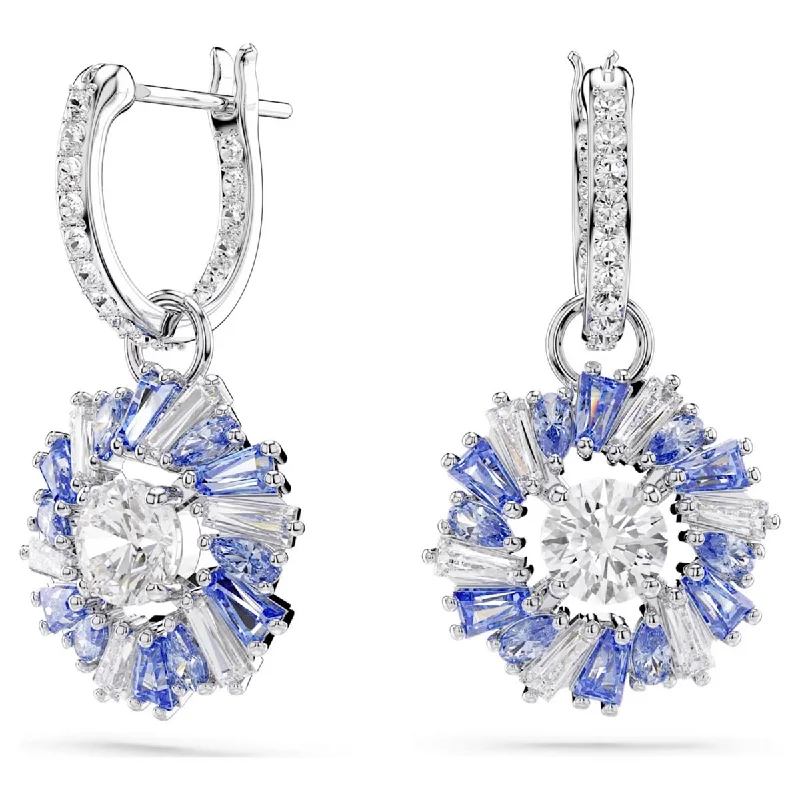 Halo Drop Earrings for Surrounding-Swarovski Idyllia Blue Flower Drop Earrings