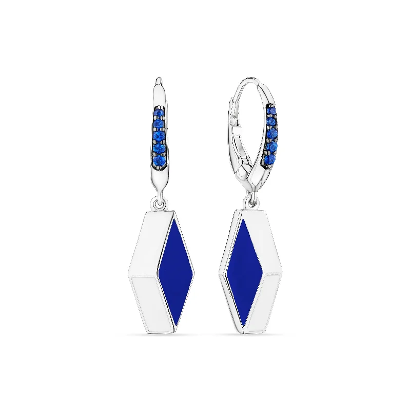 Woven Drop Earrings for Artistic-Odyssey Drop Earrings with Enamel and Blue Sapphire