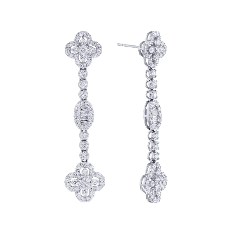 Designer Drop Earrings for High-End-Trefoil Diamond Drop Earrings