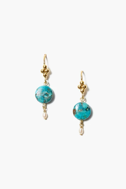 Patterned Drop Earrings for Interest-Turquoise and Pearl Drop Earrings