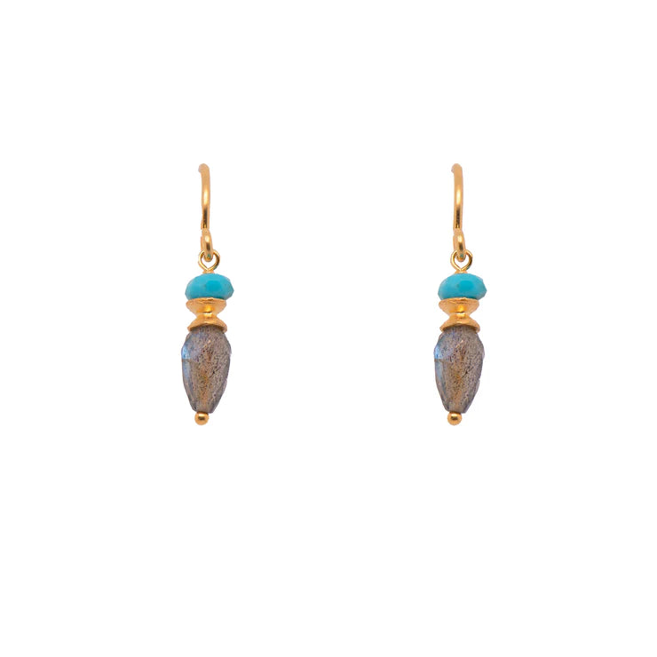 Diamond Drop Earrings for Sparkle-Turquoise & Labradorite Drop Earrings