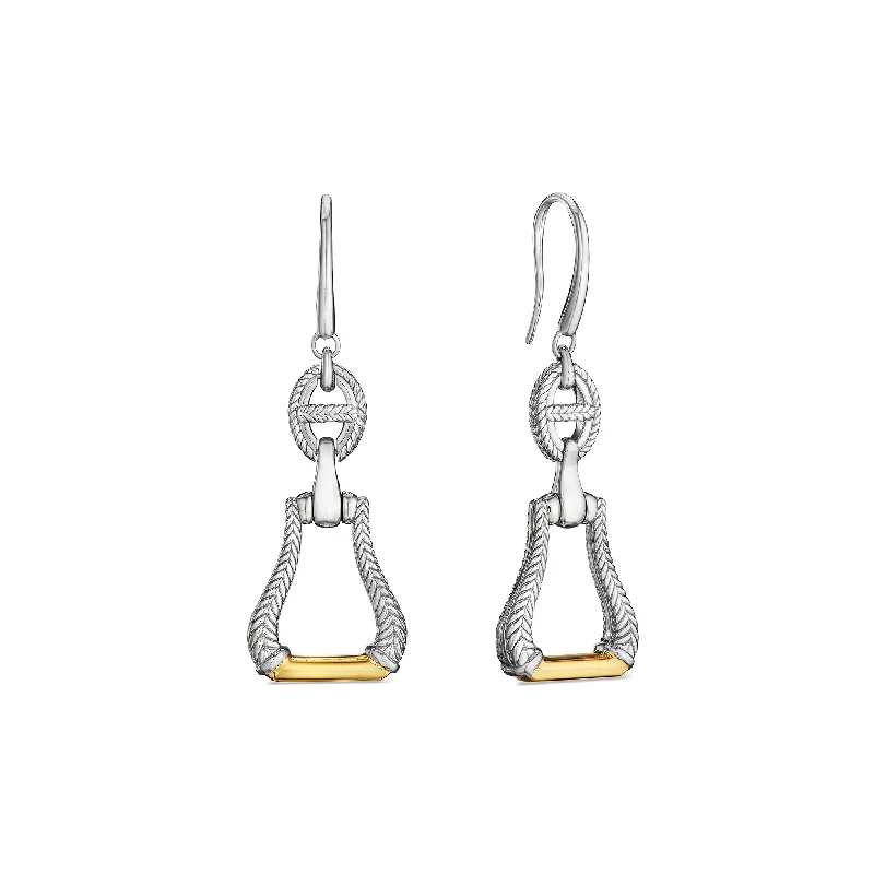 Designer Drop Earrings for High-End-Vienna Stirrup Drop Earrings with 18K Gold