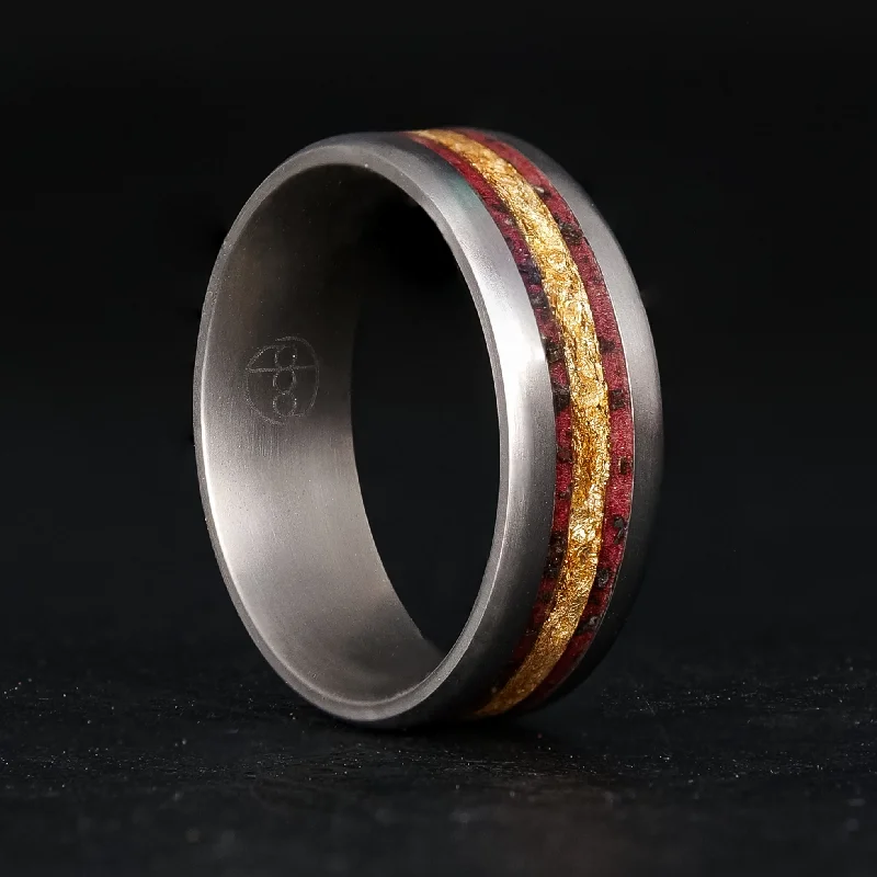 Rings with pave stones for twinkling brilliance -24K Gold Leaf Striped Regal Glowstone Ring