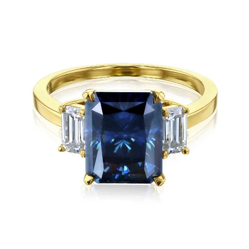 Bespoke rings crafted with custom stone selections -4.60ct.tw Vivid Blue Moissanite Ring