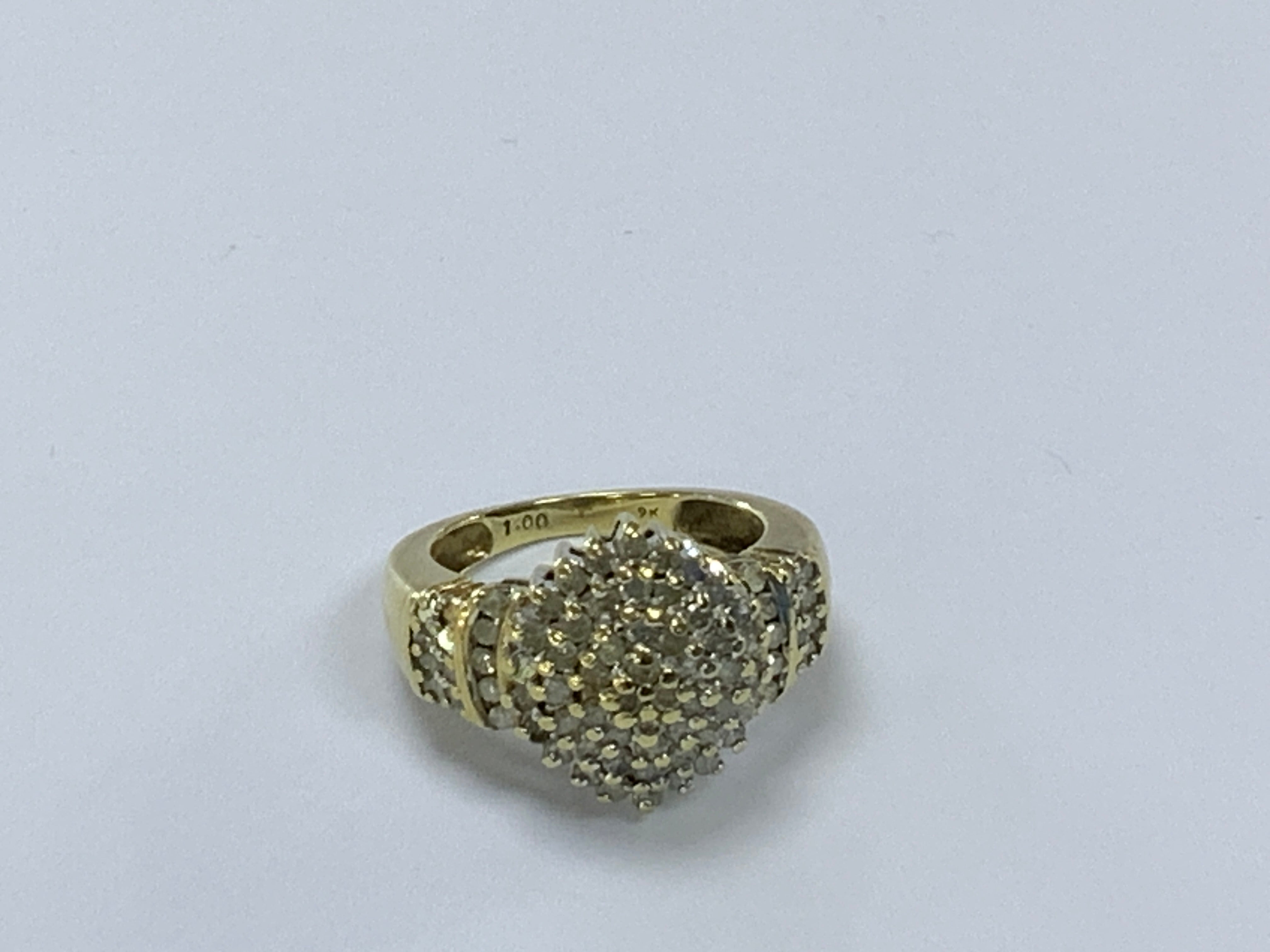 Rustic rings with hammered bands for texture -9ct Gold 1ct Diamond Ring - Size K