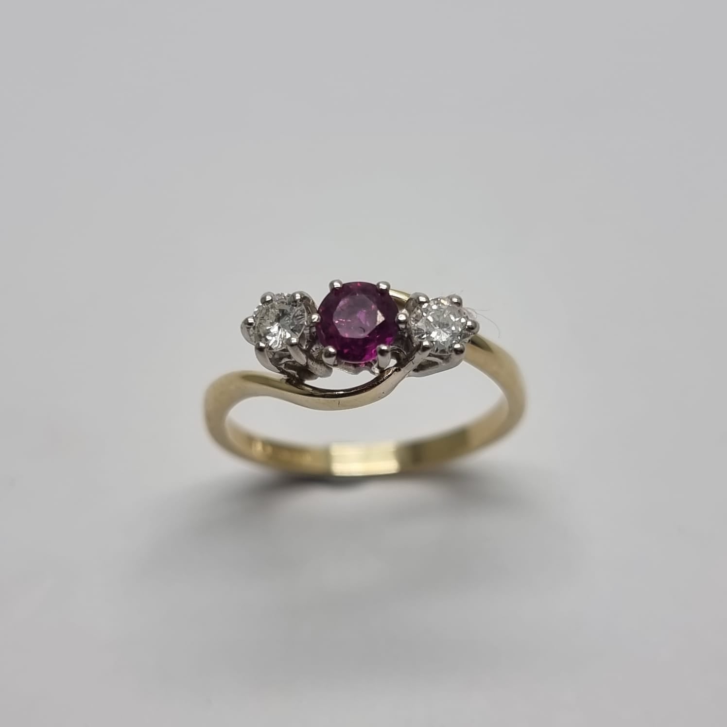 Rings with ruby stones for deep red allure -9ct Gold Ruby and Diamond Three Stone Hallmarked Ring size L