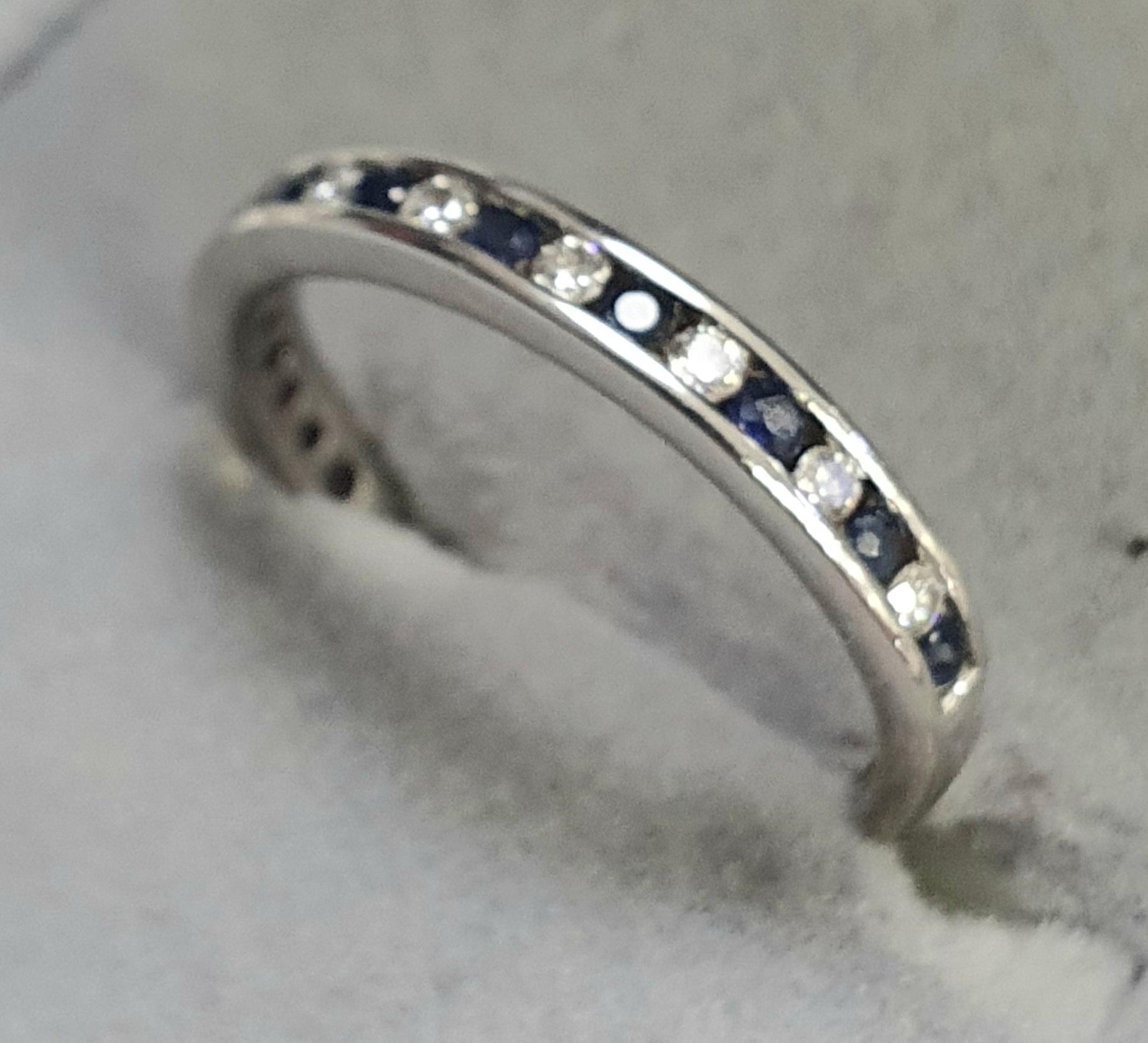 Slim rings ideal for delicate finger accents -9ct White Gold /ring Diamond and Blue Stones