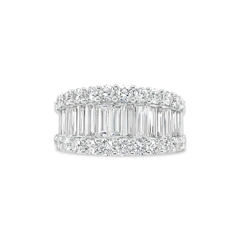 Thick rings designed for loud finger statements -Baguette & Round Diamond Wedding Band