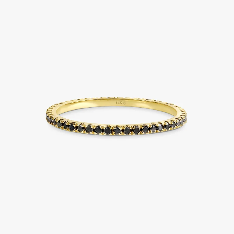 Secure rings with flush stones for safety -Black Diamond Eternity Ring, Kiki