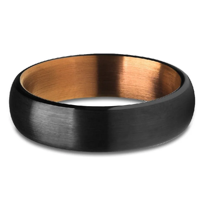 Handcrafted rings perfect for one-of-a-kind charm -Black Tungsten Wedding Ring 6Mm Comfort Fit Espresso Anniversary Tungsten Carbide