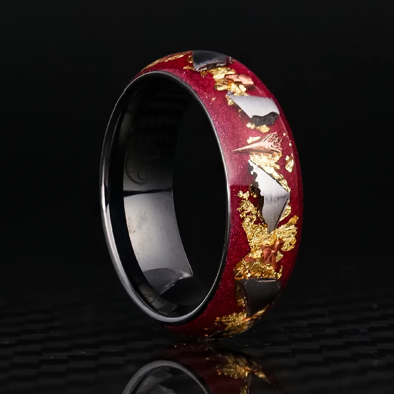 Vintage-style rings with detailed old-world craftsmanship -Boundless Regal Glowstone Ring on Black Ceramic