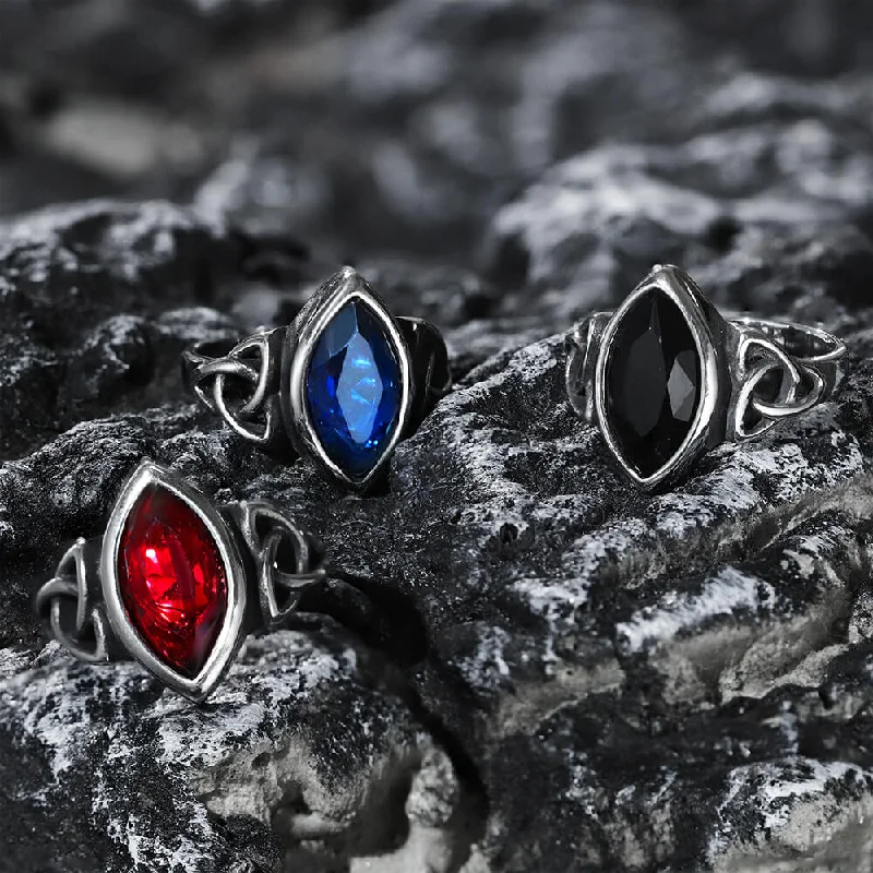 Rings featuring lapis for bold blue richness -Celtic Knot Gemstone Stainless Steel Viking Ring