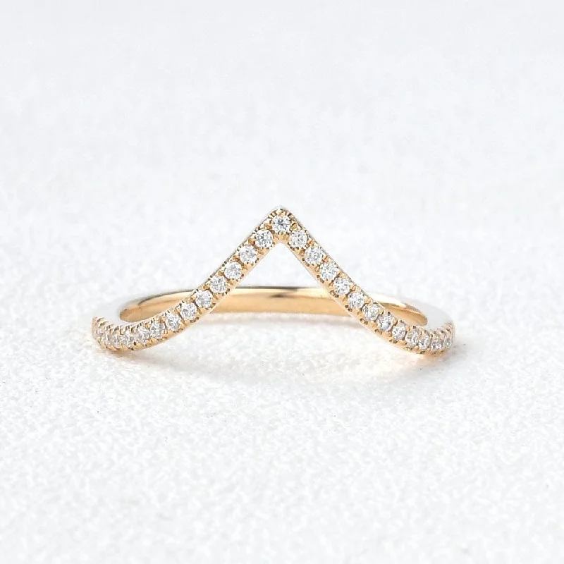 Cheap rings under ten dollars for quick buys -Minimalist Chevron Moissanite Stacking Band