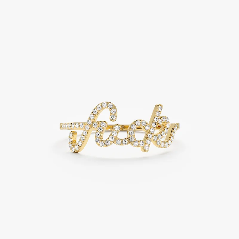 Rings perfect for youth with bright stones -Cursive Diamond Fuck Ring, Kim