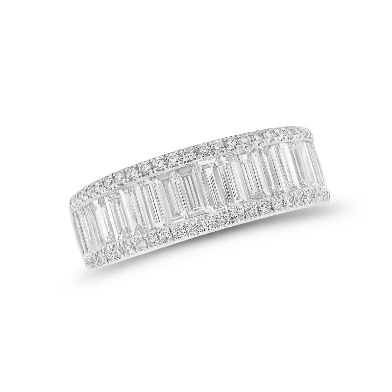 Airy rings ideal for constant finger wear -Round Diamond & Baguette Wedding Band