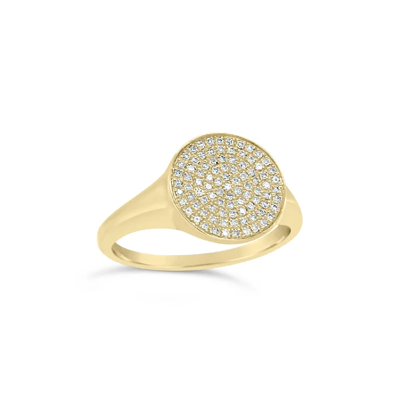 Gold rings bringing warm shine to fingers -Diamond Disc Ring